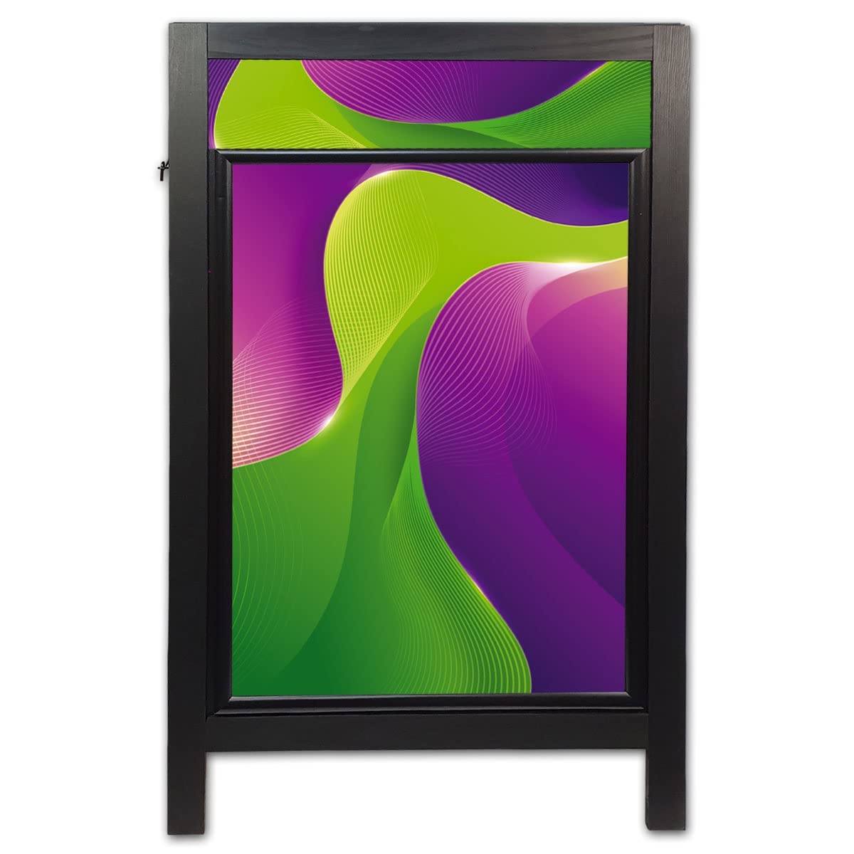 A-Board Double Side Wooden Pavement Sign Snap Frame Poster Display Stand (Wooden Frame with Printed Header and Posters, A2)