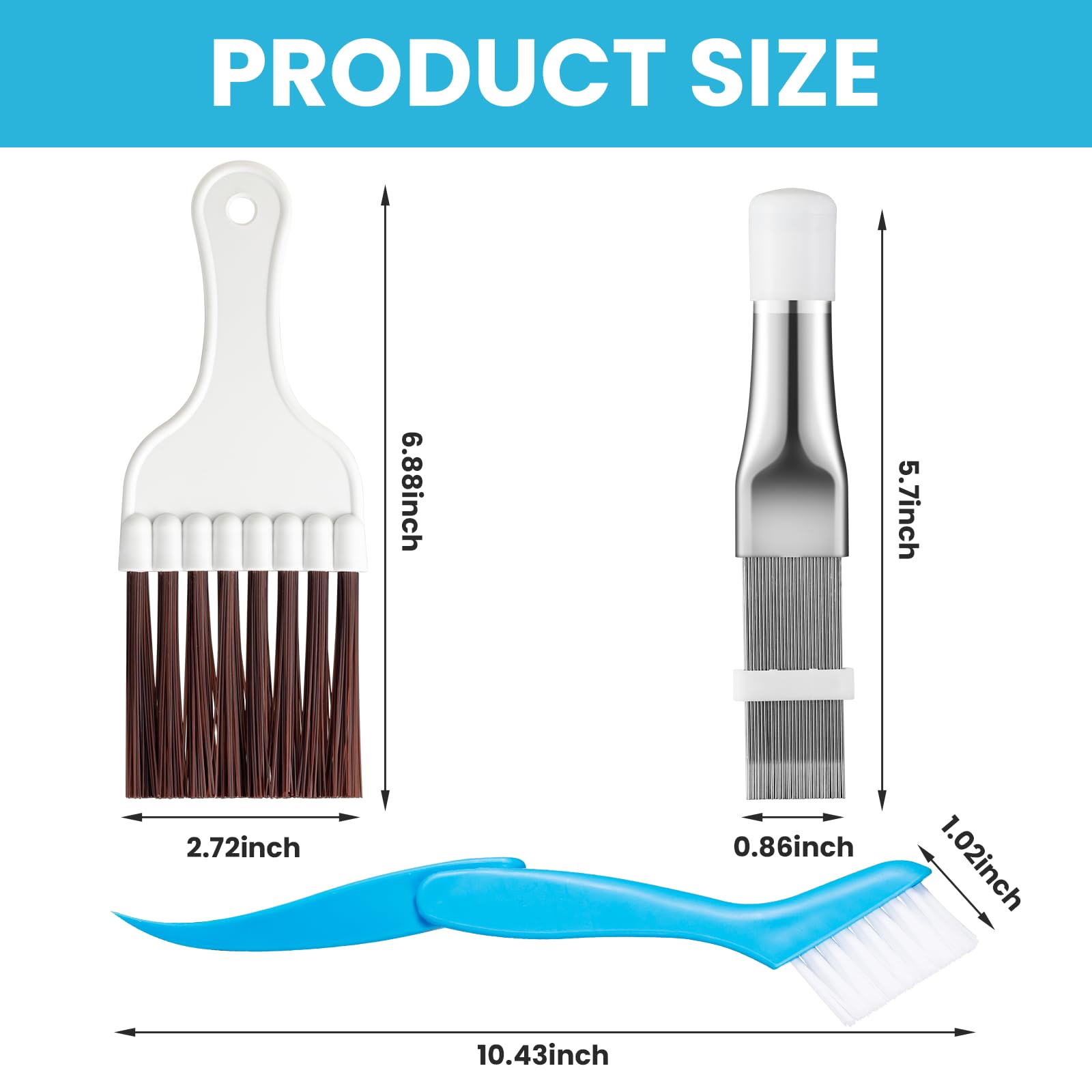 4 Pcs Air Conditioner Condenser Fin Cleaning Brushes, Air Conditioning Combs Cleaning Brushes, Stainless Steel AC Fin Comb - Image 2