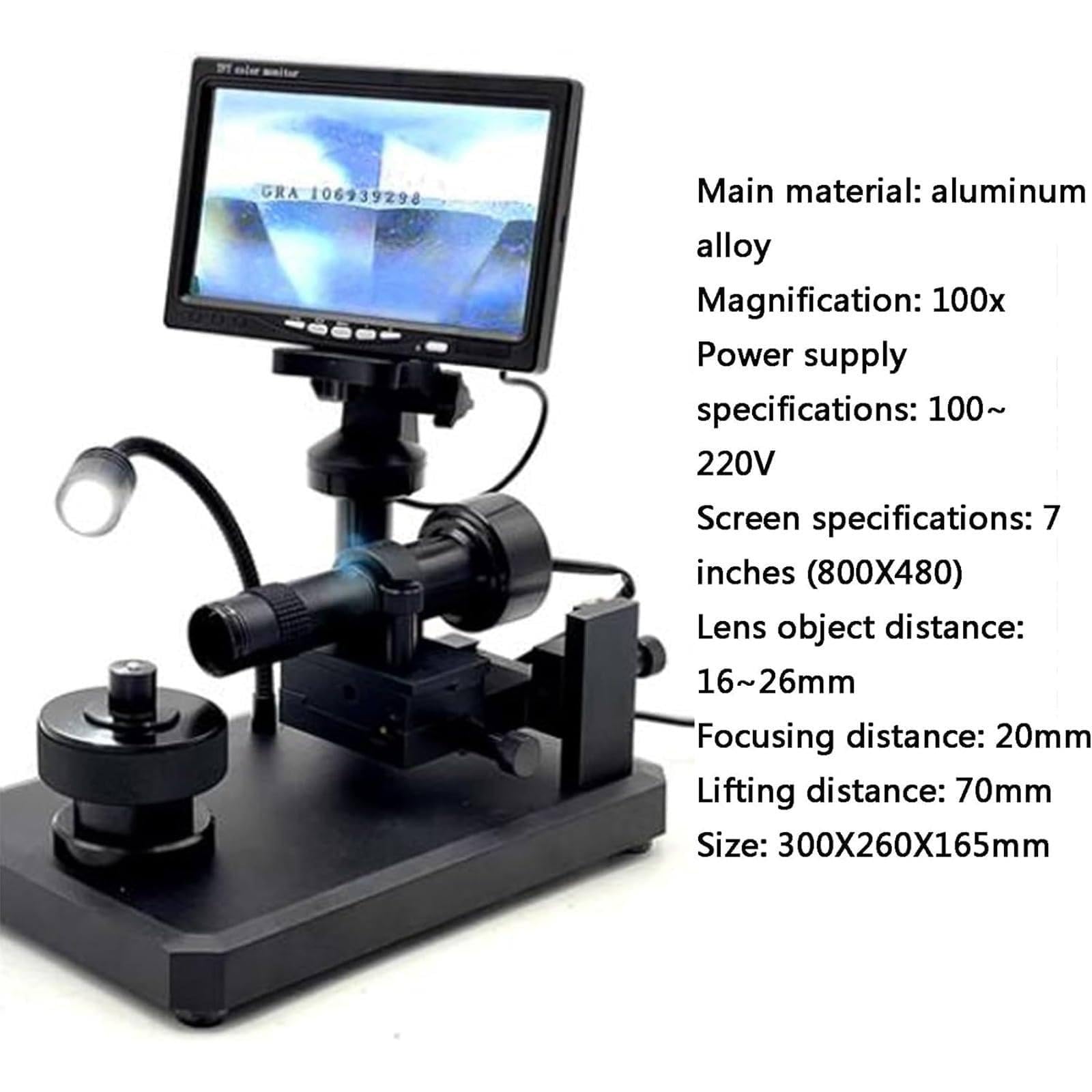 Microscopio digitale con schermo da 4,3 pollici, ingrandimento 50-1000x, luce di riempimento a LED, ricaricabile, messa a fuoco regolabile per una visualizzazione e test accurati dell'iscrizione della