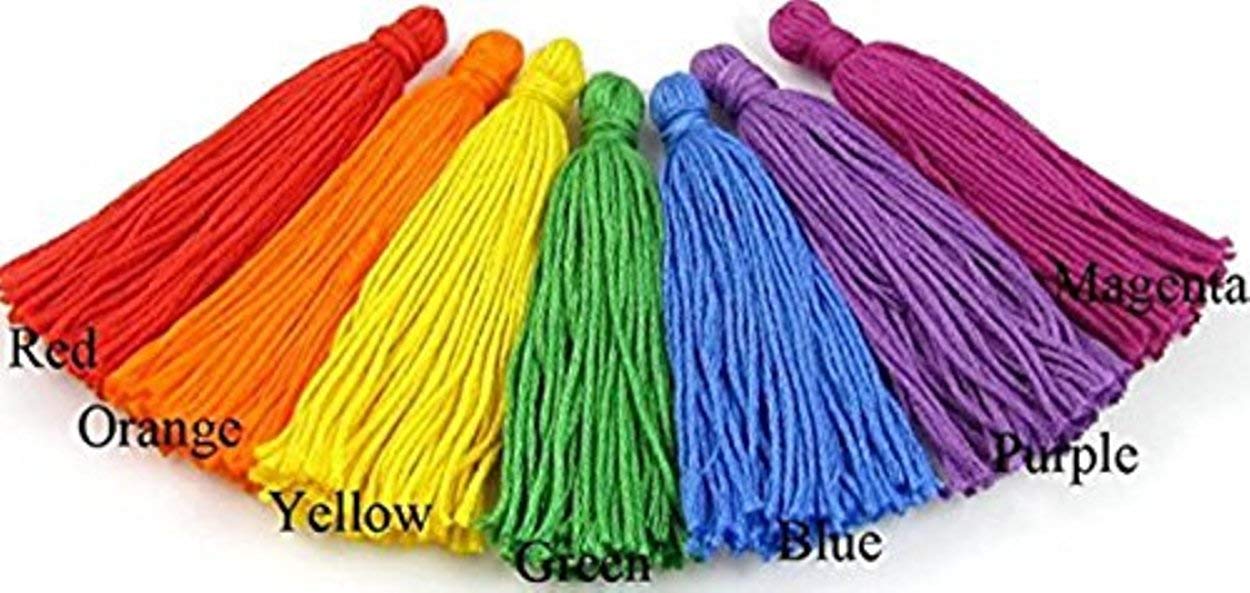 50 Pieces Multicolor Big 5cm. Cotton Thread Tassel Charms Jewelry Making Earring Findings Bracelet Pendant and Clothing Sewing Accessories.