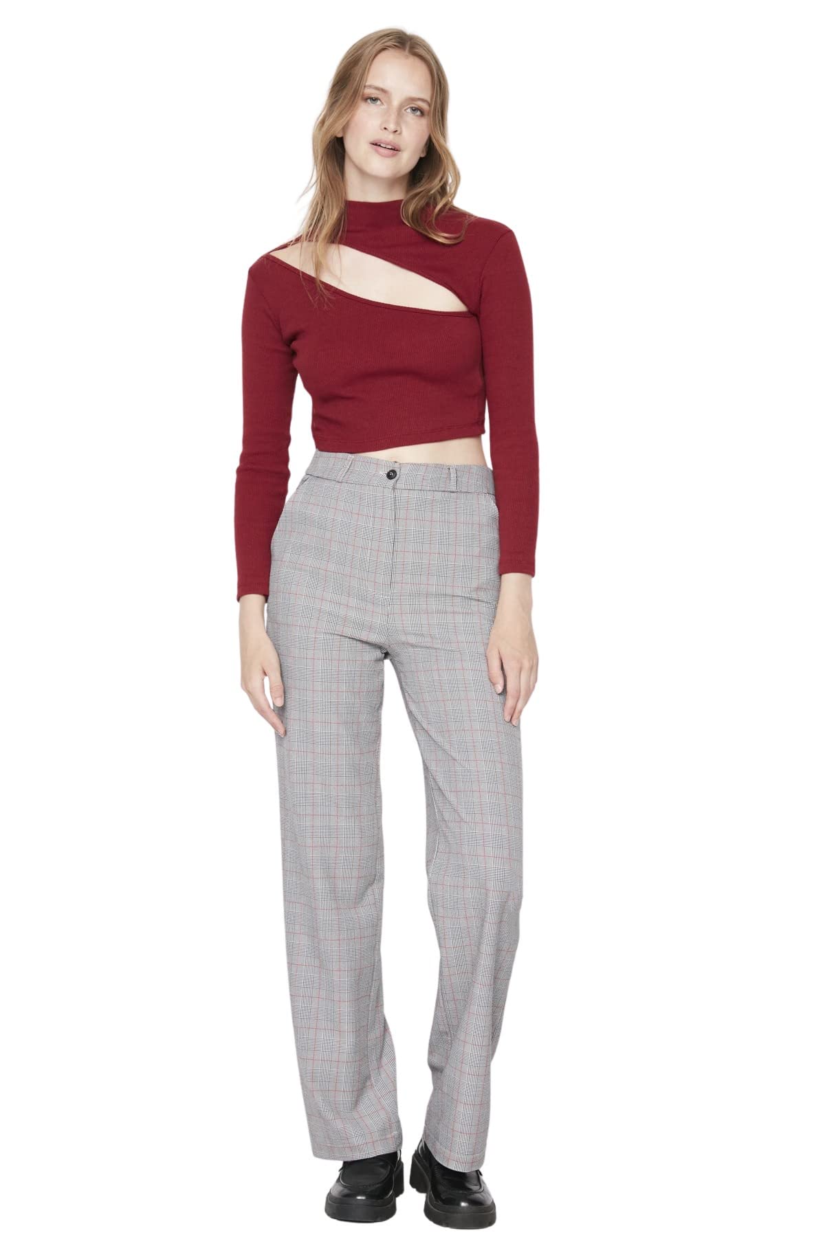 Trendyol Women's Trendyol Woman Wide Leg Pants, Gray, 38 UK