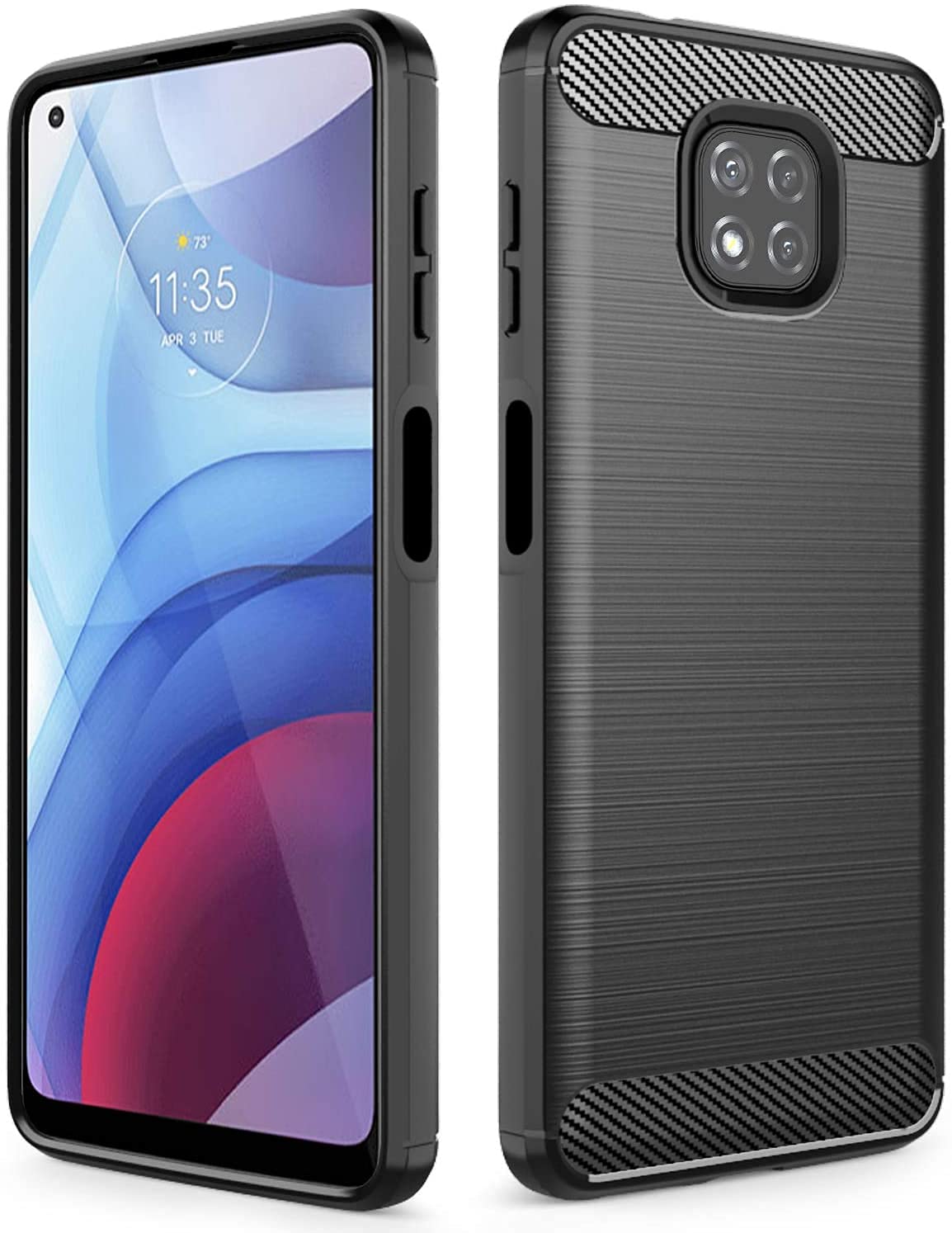 Case for Motorola Moto G Power 2021 (6.6 inch) Soft Silicon Brushed with Texture Carbon Fiber Design Protection Cover (Black)