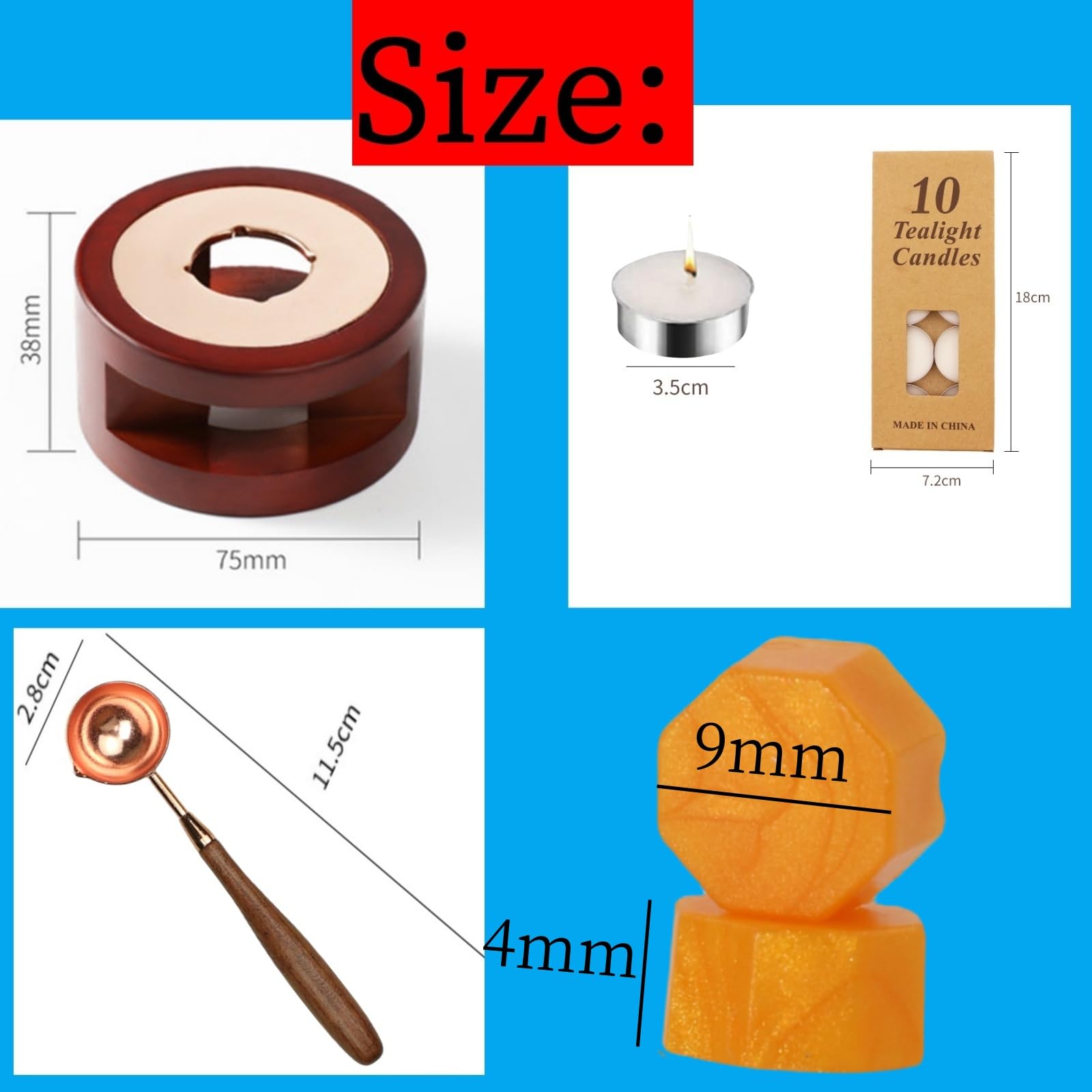 Sealing Wax Beads Kit, Atopbb 300pcs Mixed Red Color Wax Seal Beads, 1pcs Wooden WaxSeal Warmer - Image 3