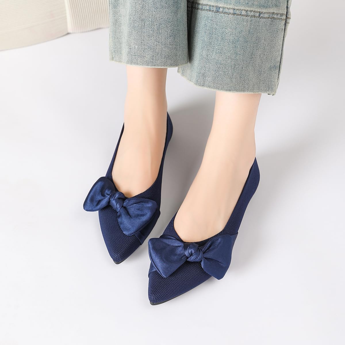 Semwiss Pointed Toe Ballet Flats for Women Slip On Comfortable Flats with Bow Dressy Casual Work Shoes - Image 7