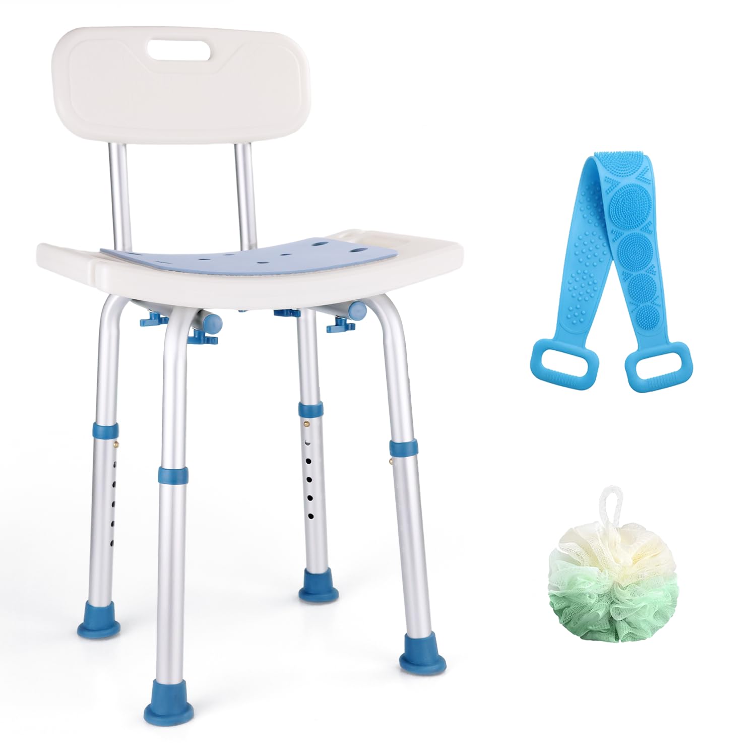 Icedeer 2 in 1 Shower Chair Seat with Removable Back, Shower Chair for Inside Shower and Bathtub, Adjustable Shower Stool for Elderly, Handicap, Pregnant, Disabled—Tool-Free Assembly(350 lb Capacity)