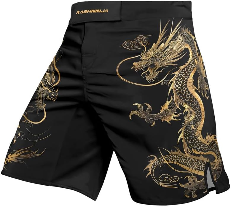 Dragon Men’s Jiu Jitsu Fight Shorts – MMA Boxing Trunks for No Gi Training Kickboxing