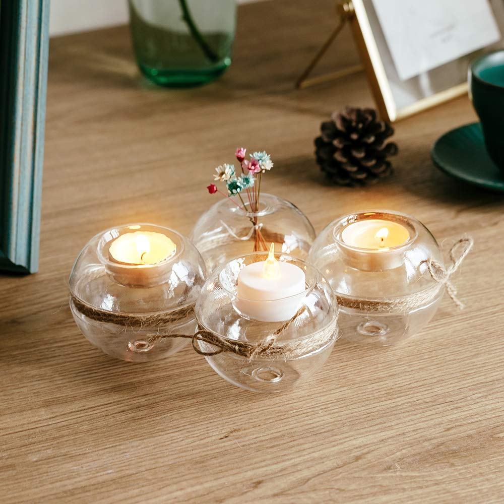 NUPTIO 18 Stück Klarglas Teelichthalter, 2 Nutzungsarten Votive Kerzenhalter, Tischdekoration Hochzeit, Party, Events, Aromatherapie, Spa, Reiki, Braut, Votiv (18 Stck + 2 Stck)