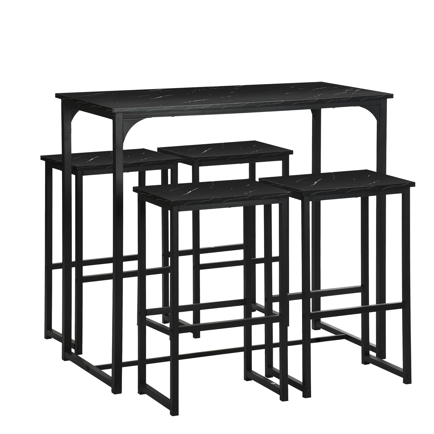 Mesa de Bar Alta Con 4 Taburetes, Juego de Comedor Para Cocina, Ahorra Espacio, Rincón Para Casa