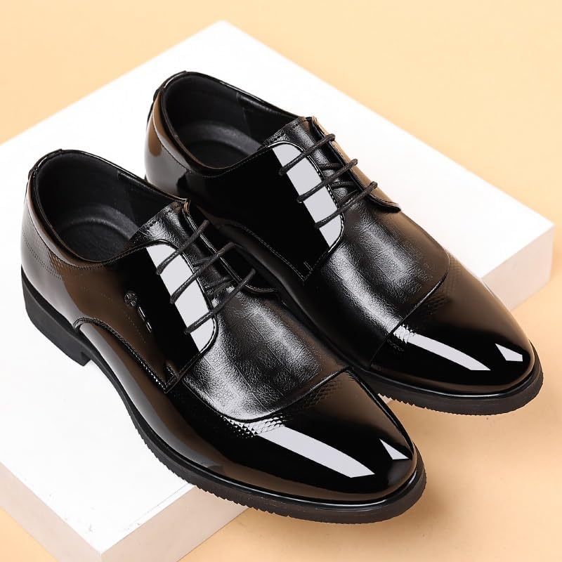 Men's Classic Patent Leather Dress Shoes, Business Formal Slip-On Loafers Oxford Work Wedding Shoes for Men Comfortable Office Evening2