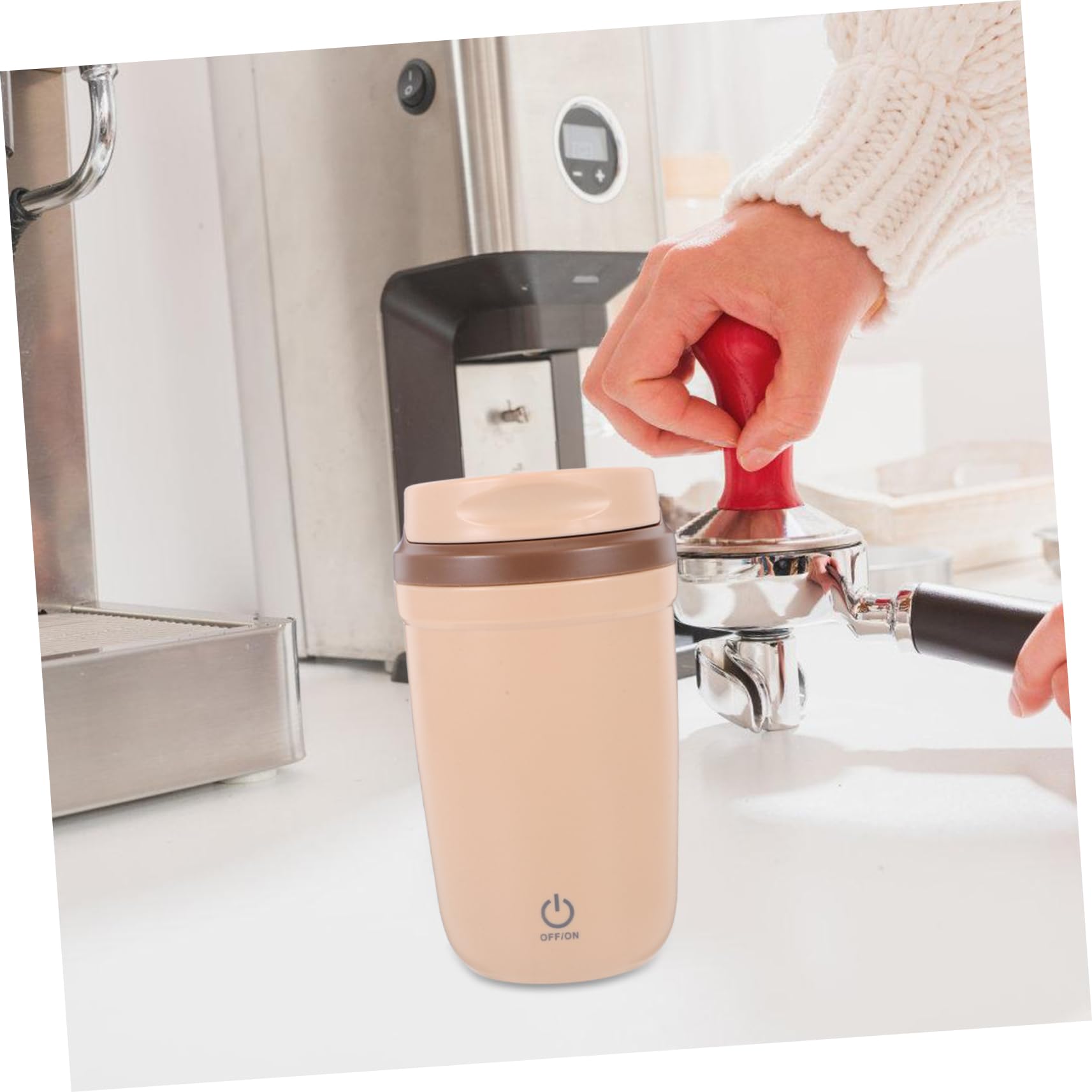ULTECHNOVO Shaker Proteine Elettrico 400ml in Acciaio Inox Beige | Tazza Mescolatrice Ricaricabile, Abs Magnete e Rame, 400ml per Outdoor e Viaggio