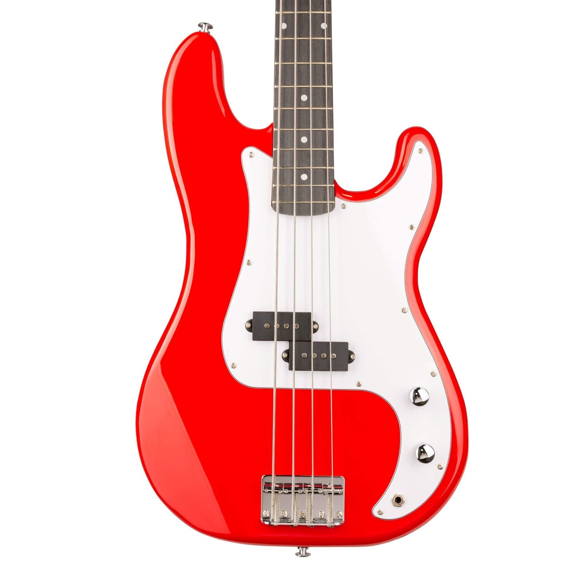 Max Gigkit Basse Electrique, Kit Complet Ampli 40 Watts, Housse, Stand, Cordes de Rechange, Accordeur, Sangle, Câble Jack et Médiators, Idéal pour Musicien Débutant ou intermédiaire - Rouge