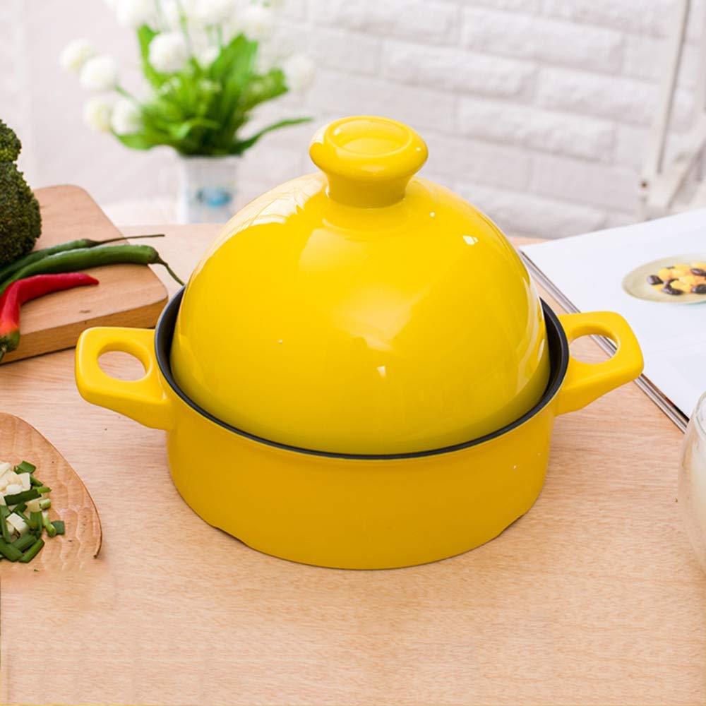 Marmite à tajine, marmite à Soupe Maison Mijoteuse, ragoût de 1,3 L de Cuisson et réglages de température Coulé/Jaune