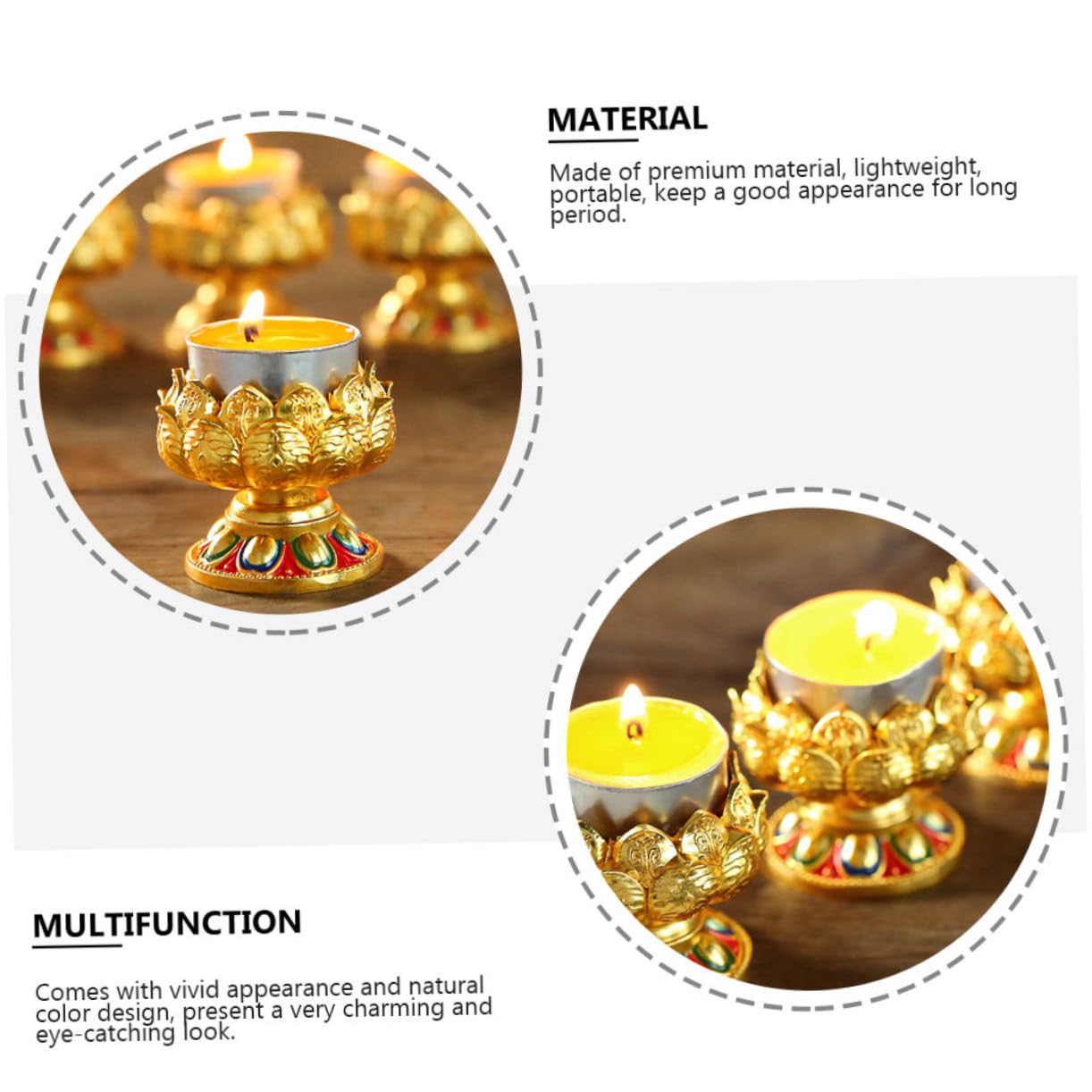 GOOHOCHY 1 PC Metal Ghee Lamp Holder Home Decoration Holder for Candle Lotus Tealight Candle Holder Lotus Design Candlestick Buddhism Craft Decor for Home Altar Buddhist Supplies Household