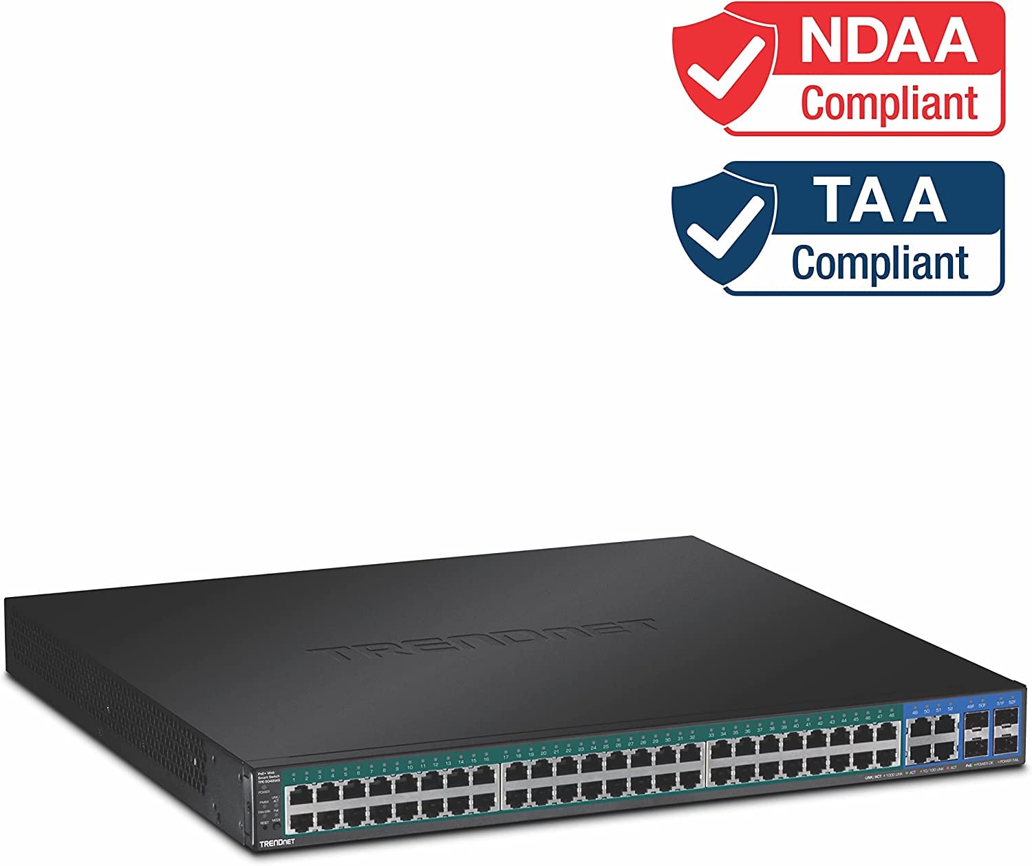 TRENDnet 52-portowy przełącznik Gigabit Web Smart PoE+ (740 W)