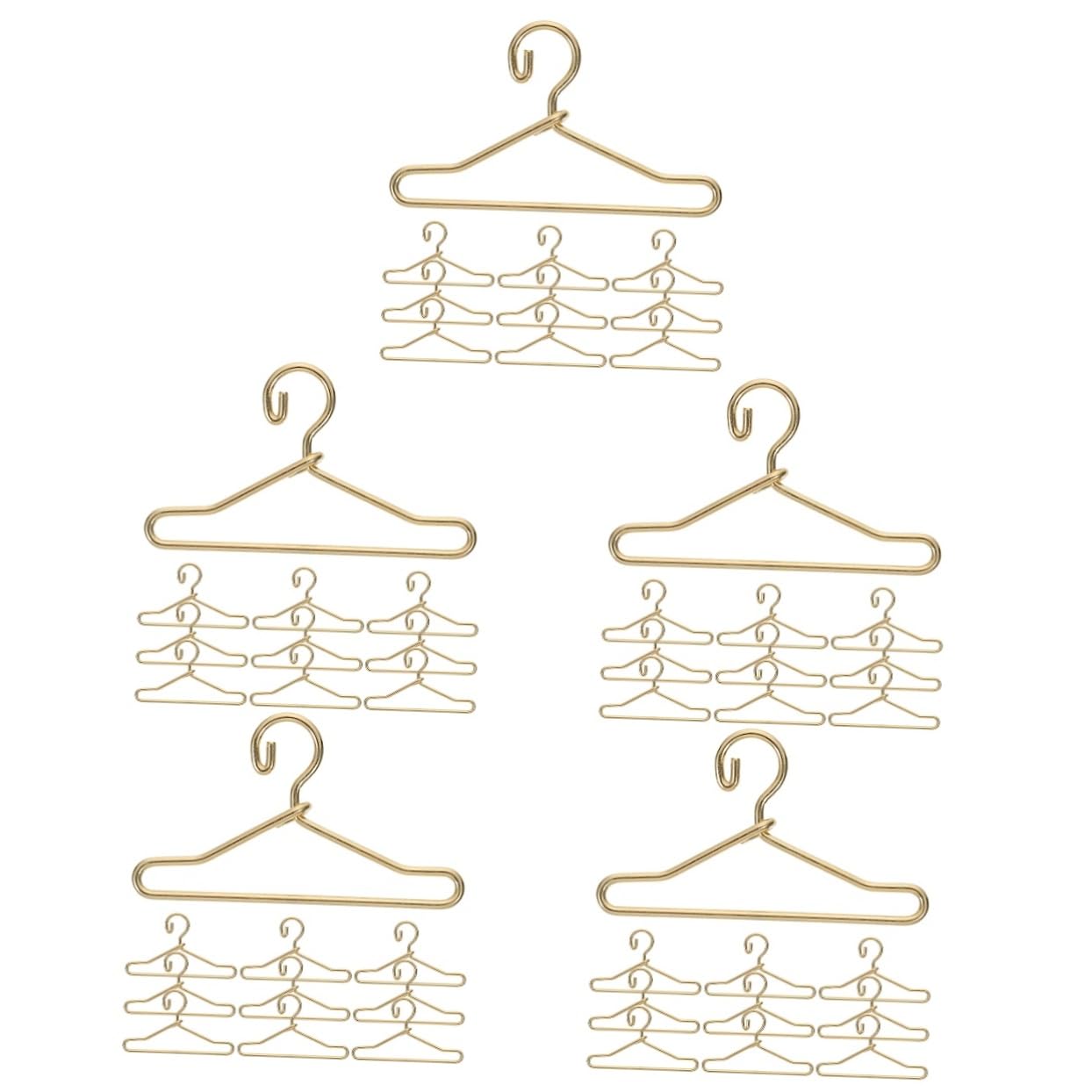 FONDOTIN 50 Pcs Coat Hanger Clothes Rack Clothes Hangers Tiny House Hangers Mini House Hangers Mini House Supplies Lifelike Tiny Hangers Mini Hangers Doll Closet Hangers Golden Alloy