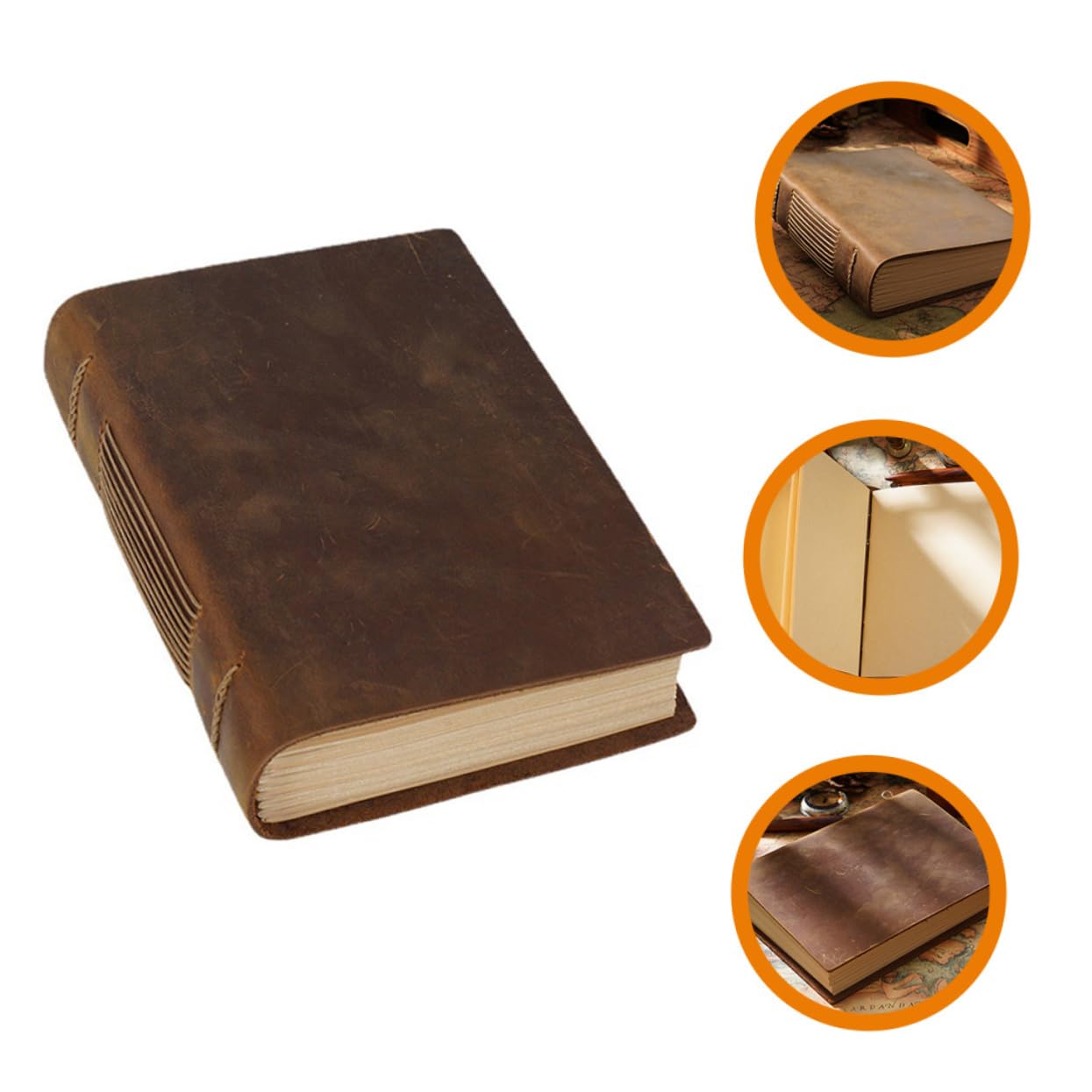 Taccuino Vintage in Pelle Bovina Marrone, Notebook Cartaceo | Pagine Interne Ispessite, Protegge i Fogli, per Studenti e Viaggiatori