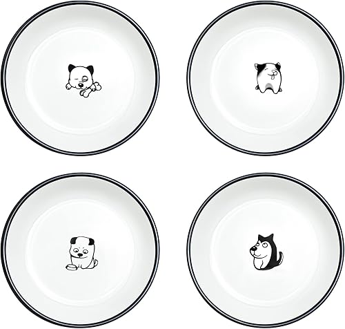 SOCOSY Lindos platos de cerámica de dibujos animados para perros plato de salsa cuenco de inmersión para sushi platos de aperitivo soporte para