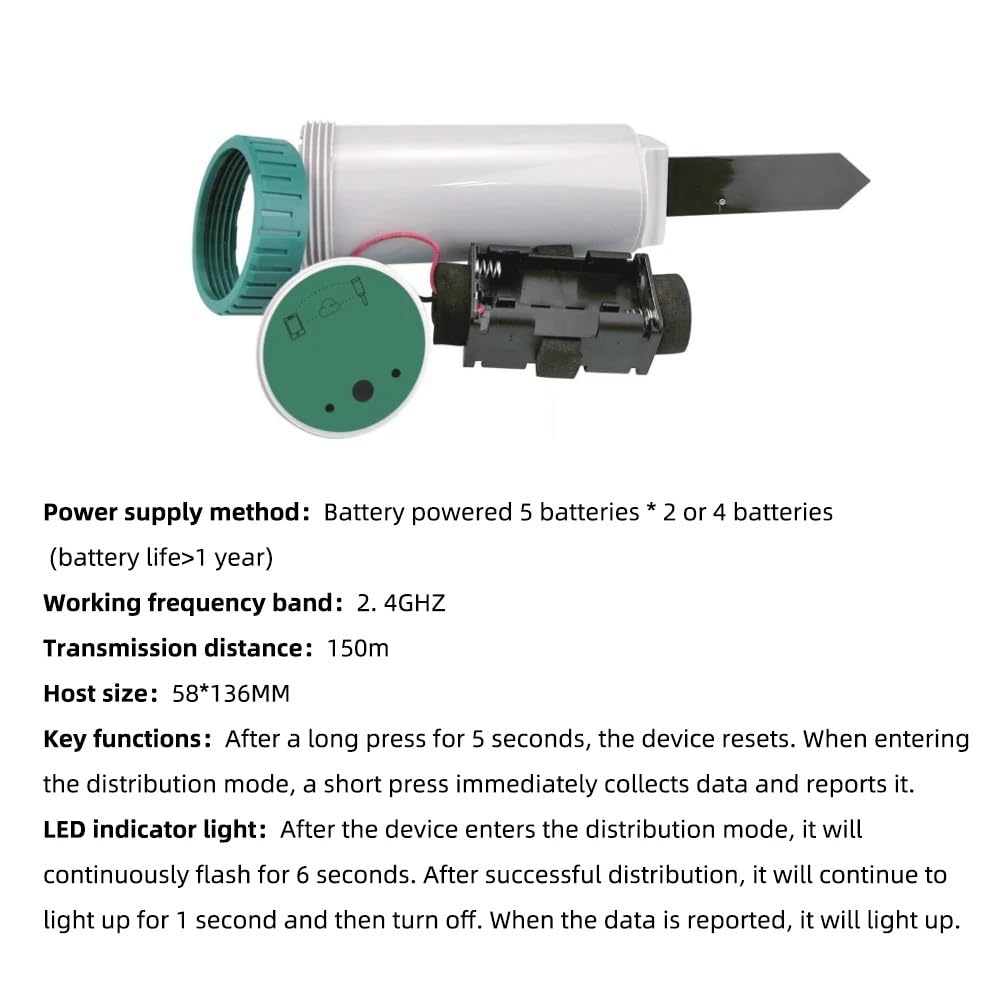 Zigbee 4 in 1 Bodentester für Solarlicht/Temperatur/Luftfeuchtigkeit, Feuchtigkeitssensor, Monitor, Fernbedienung für Gartenarbeit, einfache Installation, einfach zu bedienen