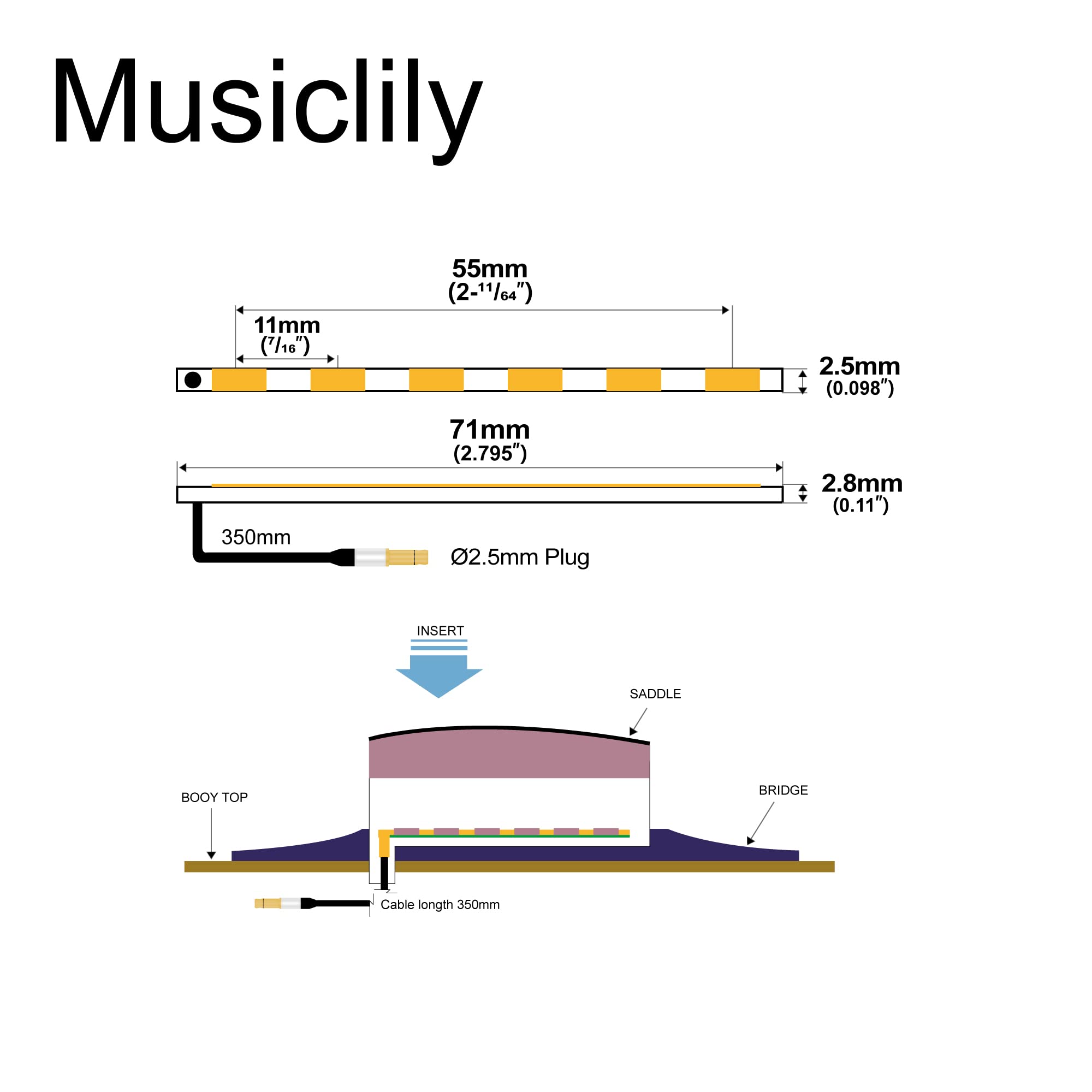 Under Saddle Piezo Pickups Transducer Piezo For