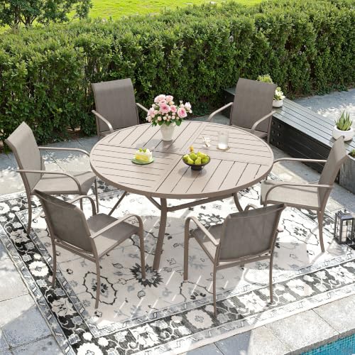 Image of DIFY Patio Dining Chairs Set of 4, Stackable Outdoor Metal Chairs for Garden, Porch and Lawn, Sandshell