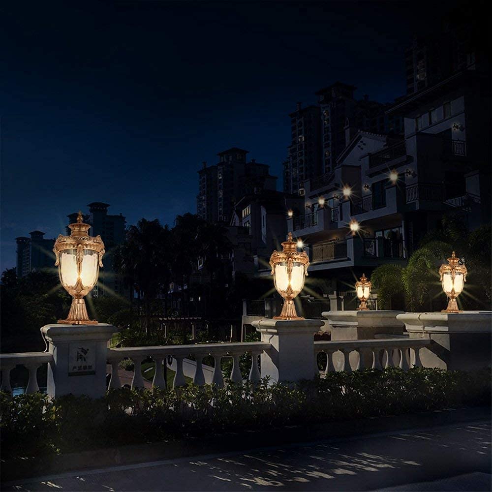 Lampada da Colonna per Esterni Europea Lampione da Cortile Lampione da Esterno per Balcone da Giardino Lanterna Americana retrò Impermeabile