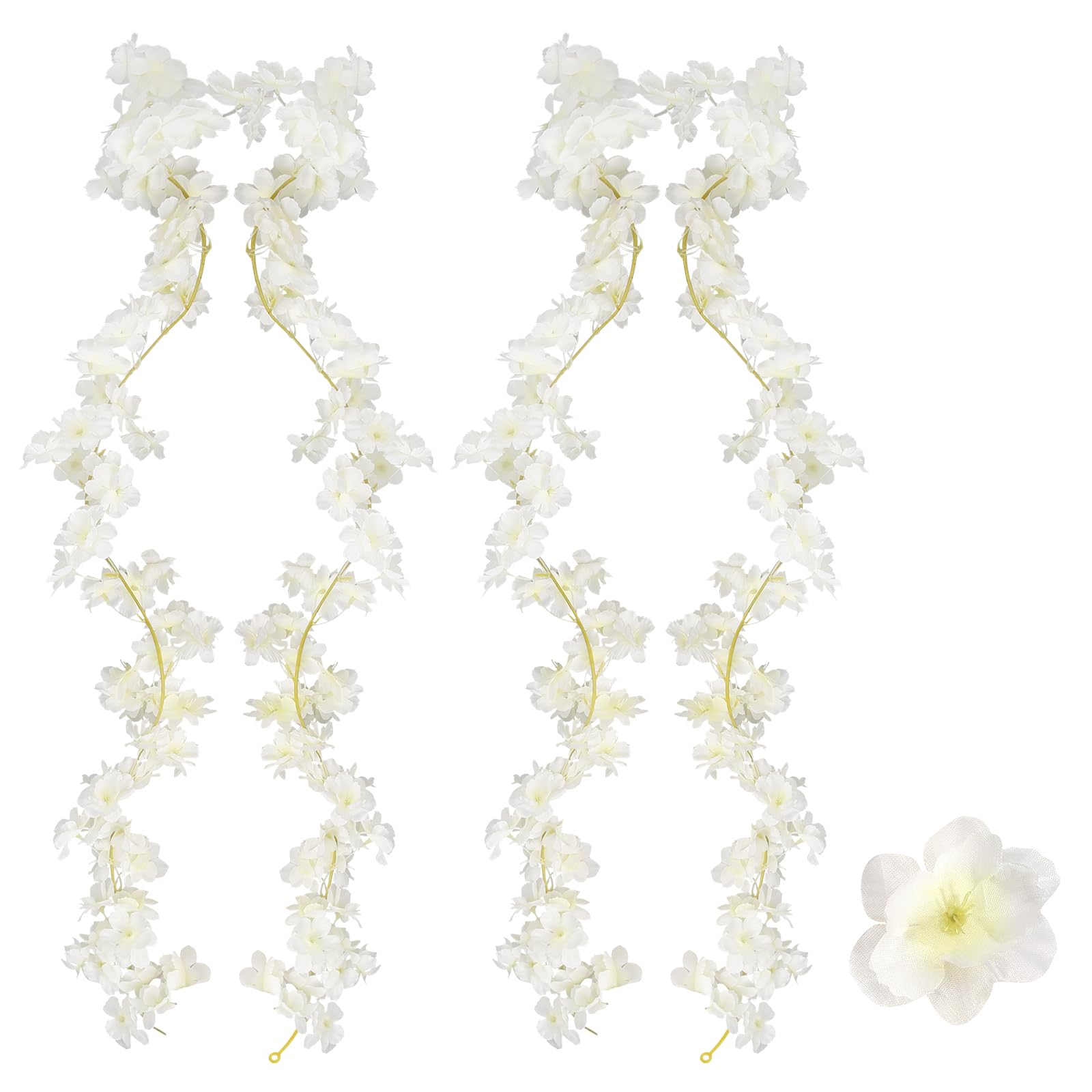 2 Stück Kirschblüten Deko, 1.8M Kunstblumen Hängend Blumenwand Künstliche Seiden Kirschblüte Hangend Vine Seidenblumen Dekor, Kirschblüten Girlande für Hochzeit Party Haus Garten Bogen Wände Weiß