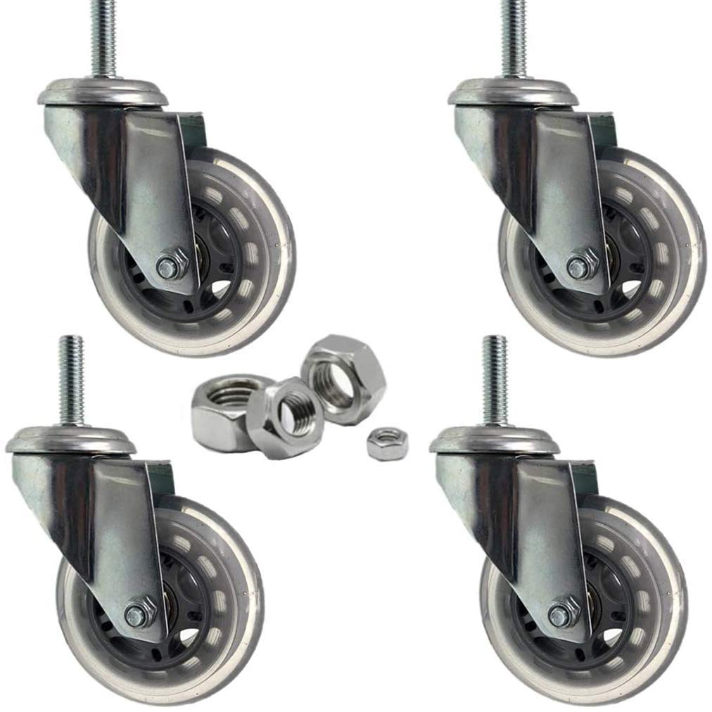 Ruote girevoli da 3", Ruote girevoli per mobili e banchi da Lavoro, Barra filettata M8/M10/M12, Ruote di Ricambio, Ruote per impieghi gravosi con Freno, 660 libbre