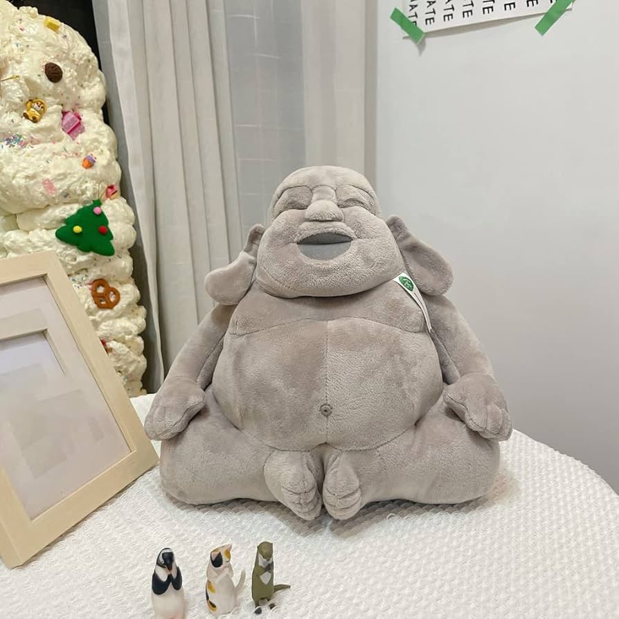 満天大仏　グレー仏像ぬいぐるみ 赤い座布団付き 満天大仏グレー仏像ぬいぐるみ 赤い座布団付き