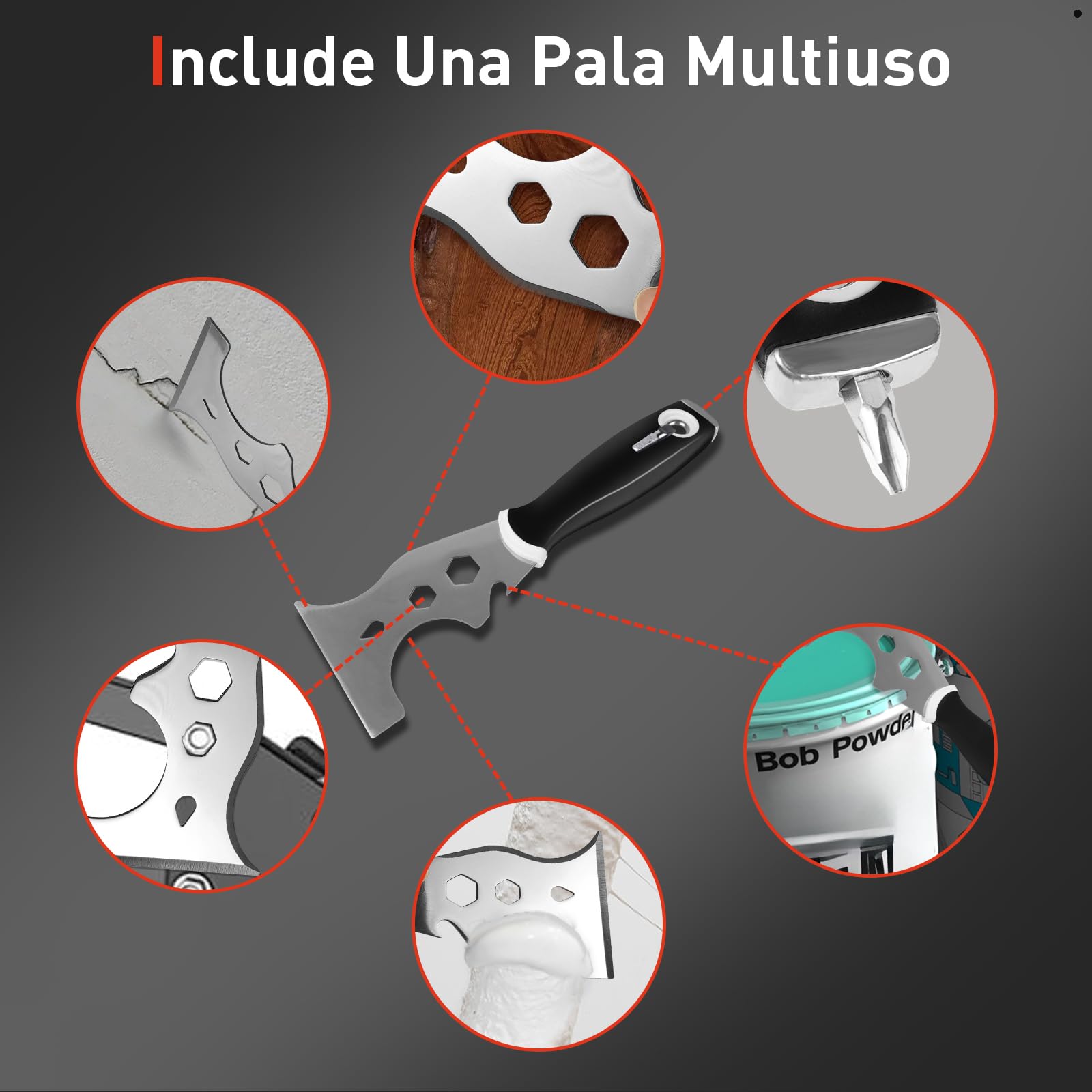 VKE Set di Spatole per Stucco 25/40/60 cm con Manico in Lega di Alluminio | con Lame Intercambiabili, Asta Telescopica da 2,1 m, Valigetta e Spatola multifunzione per Intonacare Pareti e Soffitti