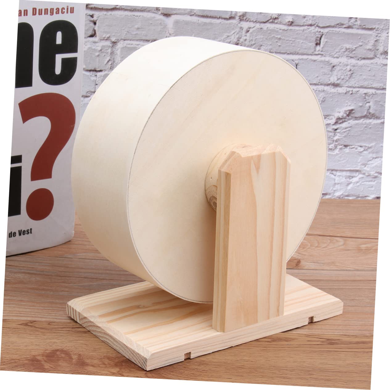 Rueda de Ejercicio de Madera Beige para Hámster y Pequeños Animales | Entrenamiento de Uñas y Dedos, Disco Antideslizante, Uso Hámsteres y Otros Roedores