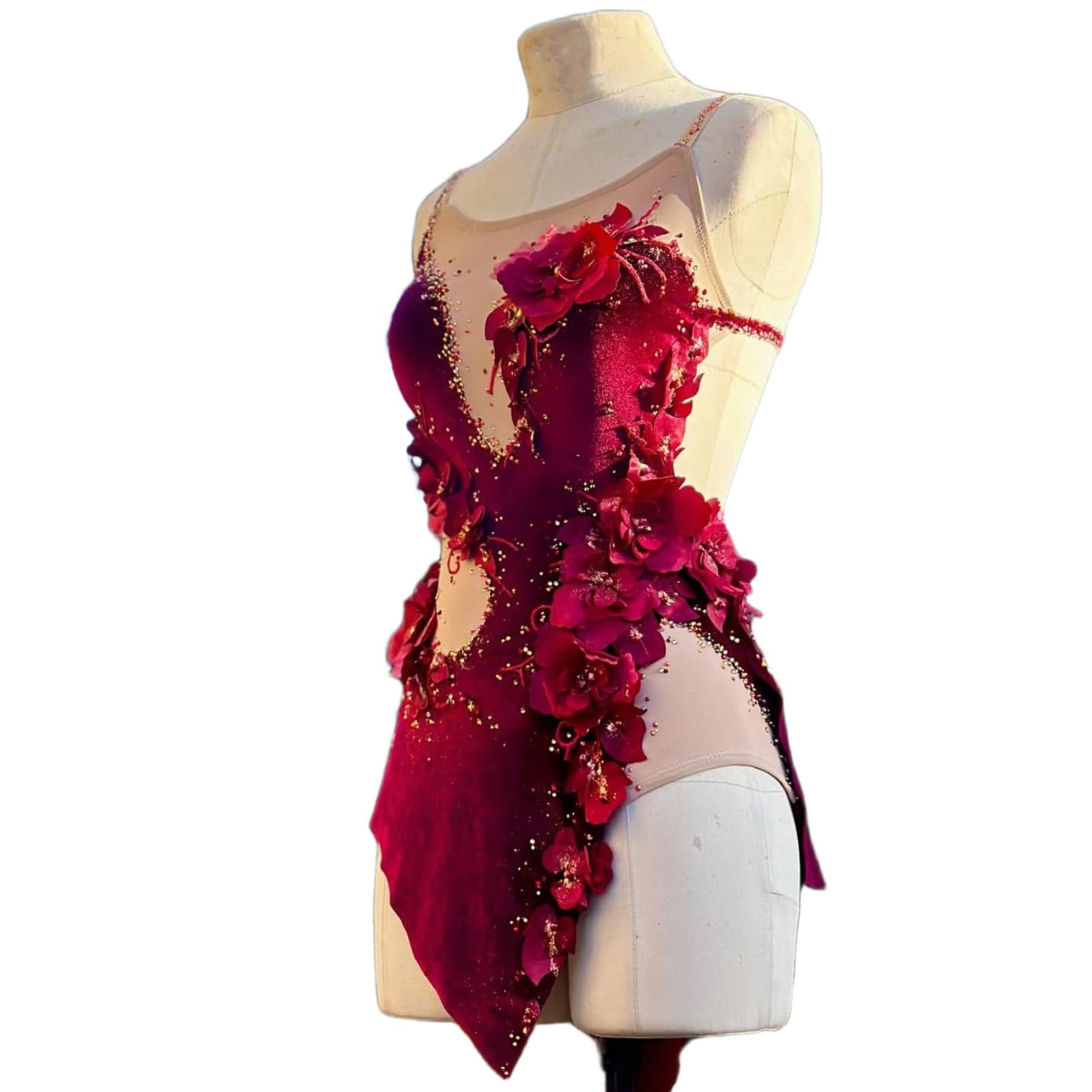 Lyrical Dance Dress Rhinestone Damski Strój Bez Rękawów, Współczesny Strój Sceniczny, Balet, Bez Pleców, Strój Do Jazdy Na Łyżwach