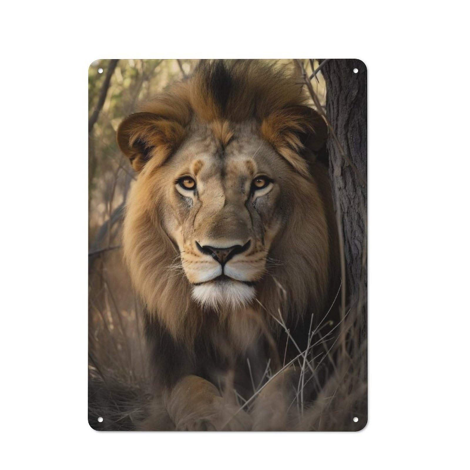 Junmoney Style-9 Modern Retro Decorative Metal Plaque 40X30cm Featuring Lion Wildlife Portrait, Loft Wall Plaque For Flat, Bar, Studio Or Gallery Wall