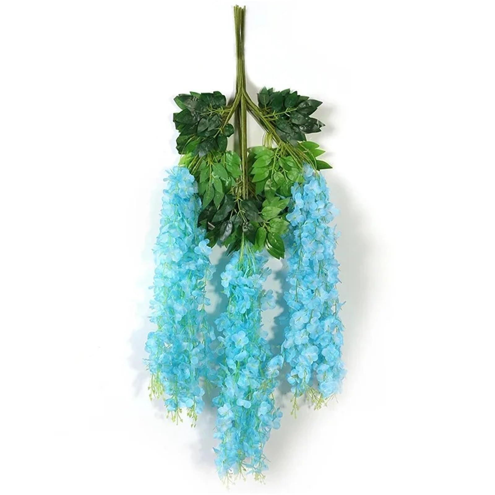 Dcrxz Artificial Flowers 12Pcs Artificial Wisteria Flower String Hanging Garland Outdoor Wedding Garden Arch Decoration Home Party Decor Fake Flower Vine(Blue)
