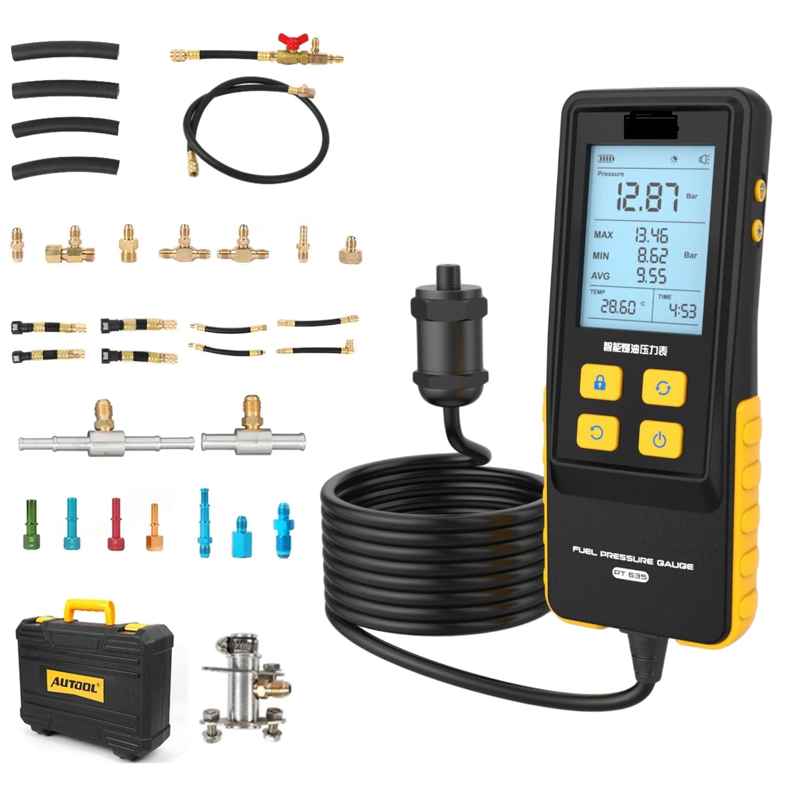 QPKING Fuel Pressure Testers Gauge PT635 Fuel Pressure Gauge Kit 0-426PSI Fuel Injection Pressure Tester