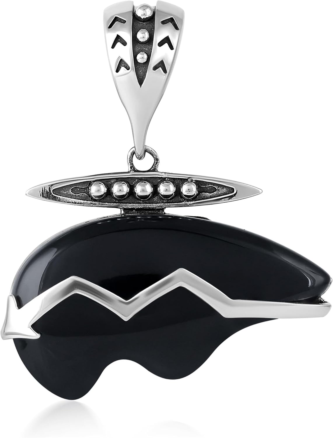 American West Jewelry Sterling Silver Black Onyx Bear Pendant Enhancer