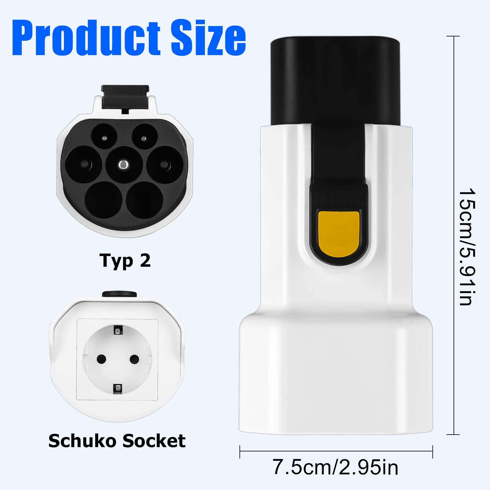Typ 2 Zu Schuko Adapter - 3500W 16A Ladeadapter Für E-Bikes & Roller