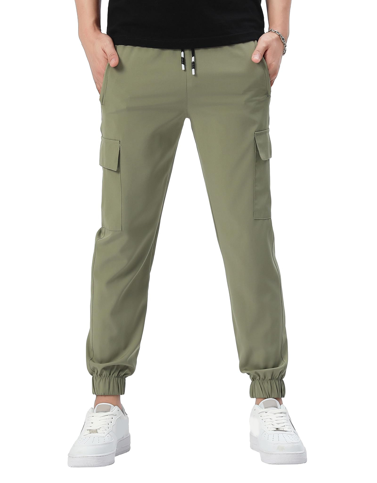 Boys Cargo Joggers Pants Outdoor Youth Quick Dry Hiking Pants Lightweight Athletic Pants with Zipper Pockets