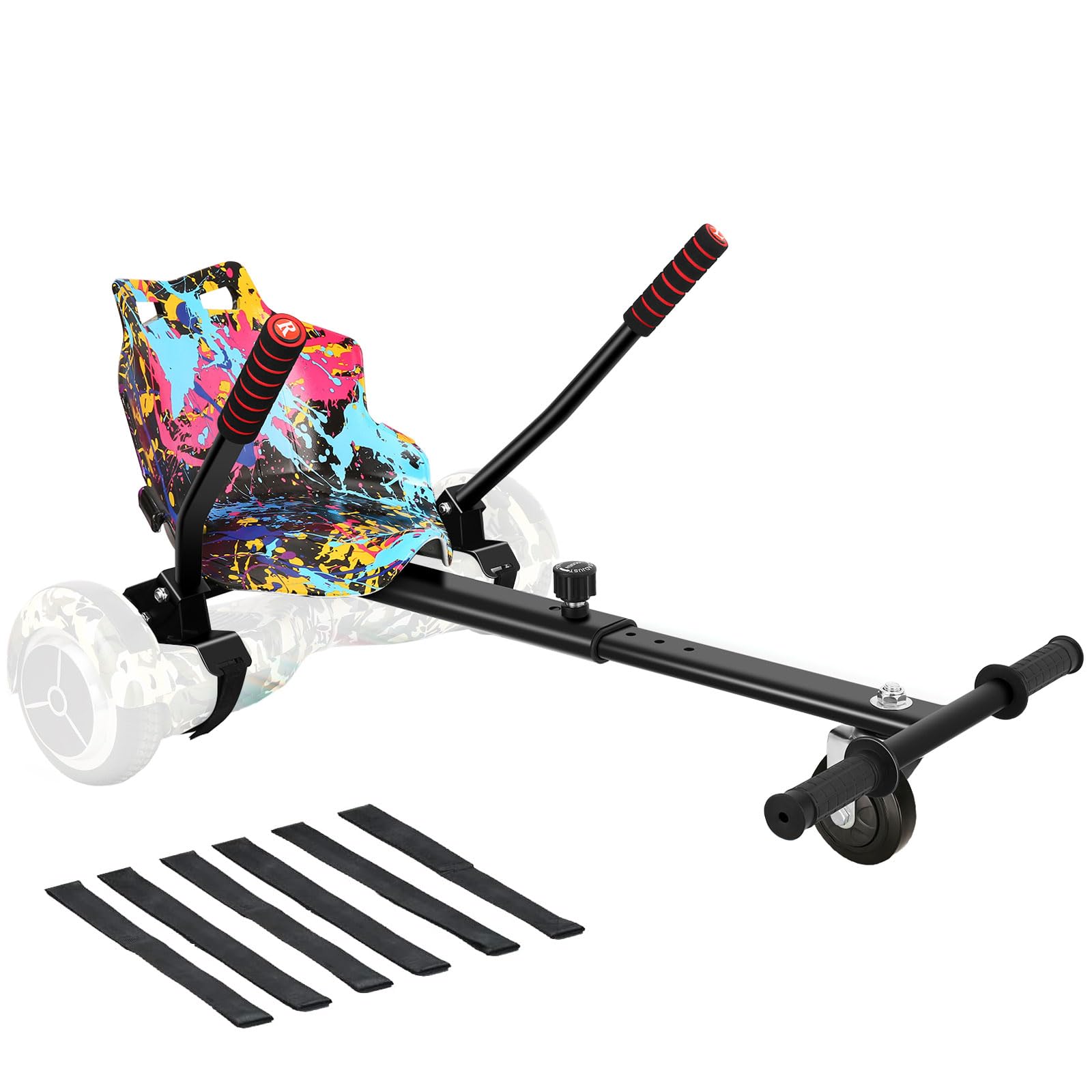 Hoverboard Seat Attachment for 6.5" 8" 10" Self Balancing Scooter, Hoverboard Go Kart for Kids/Adults with 6 Velcro Straps & Adjustable Length Frame