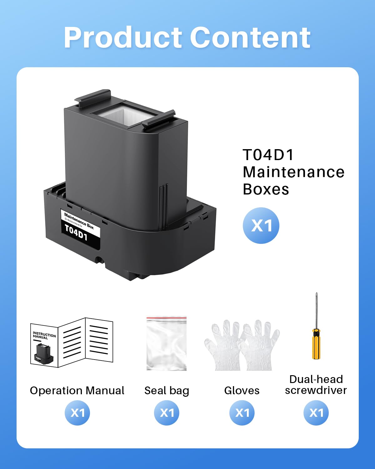 Skydo T04D1 Scatola di Manutenzione, Compatibile con Epson C13T04D100 T04D100 Eccellente Capacità di Assorbimento Dell'acqua, con ET-15000 ET-4750 ET-3750 ET-4850 ET-3850 ET-3700 ET-4856 ET-5150