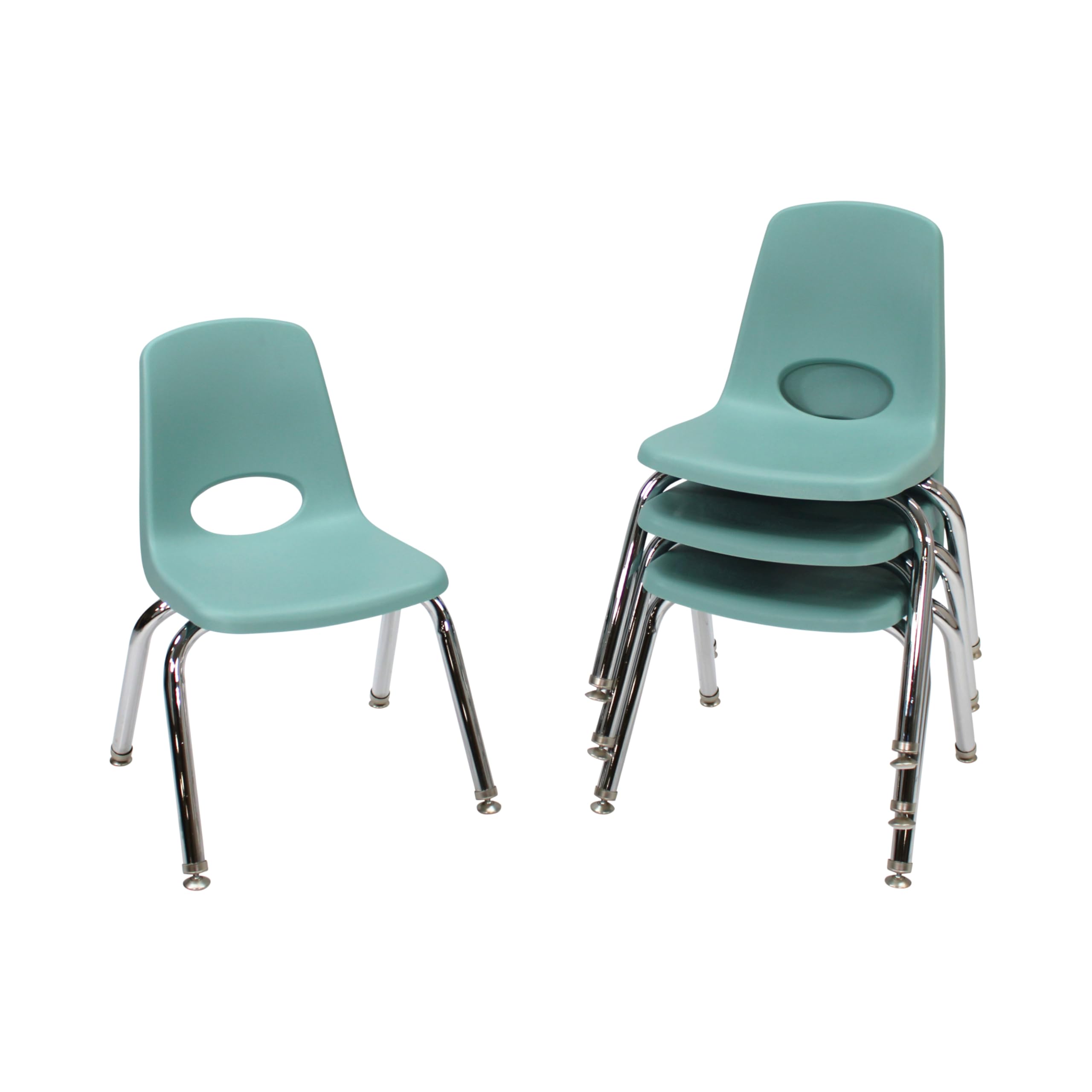 FDP 12" School Stack Chair with Swivel Glides, Seafoam, 4-Pack, 10379-SF