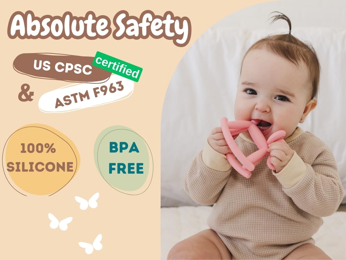 ELPHY Baby Teething Toys 0-18 Months - Silicone Teether for Teething Relief, BPA-Free Teethers for Babies 3-6 Months, 6-12 Months, Infant Teething Pacifier with Clip, Elephant Chew Toy.