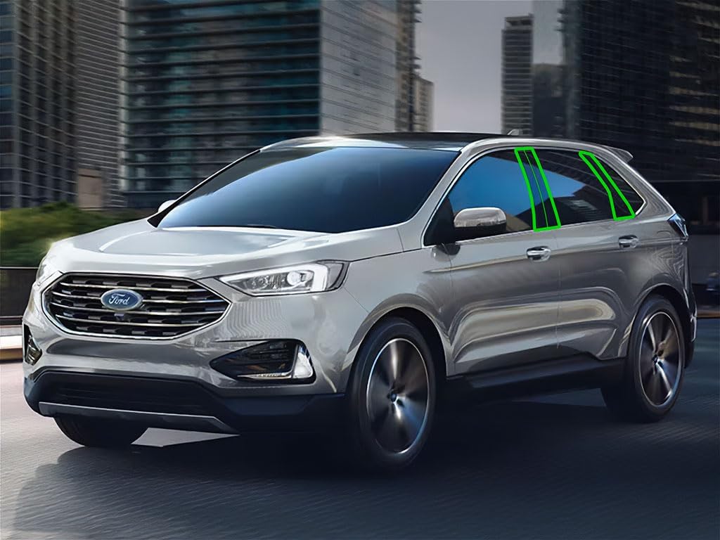 Rvinyl Pillar Post Pre Cut Window Trim Kits in Gloss Black Compatible with Ford Edge 2015-2024 - Adhesive Backs