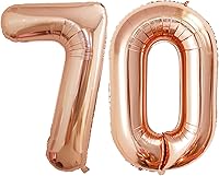 Vista 266 de GOER Globos con el número 80 para decoraciones de fiesta de cumpleaños número 80, globos de helio de aluminio jumbo de 42 pulgadas para 80 Oro rosa