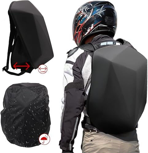 Mochila de motocicleta de carcasa dura de fibra de carbono impermeable de 30 litros de gran capacidad