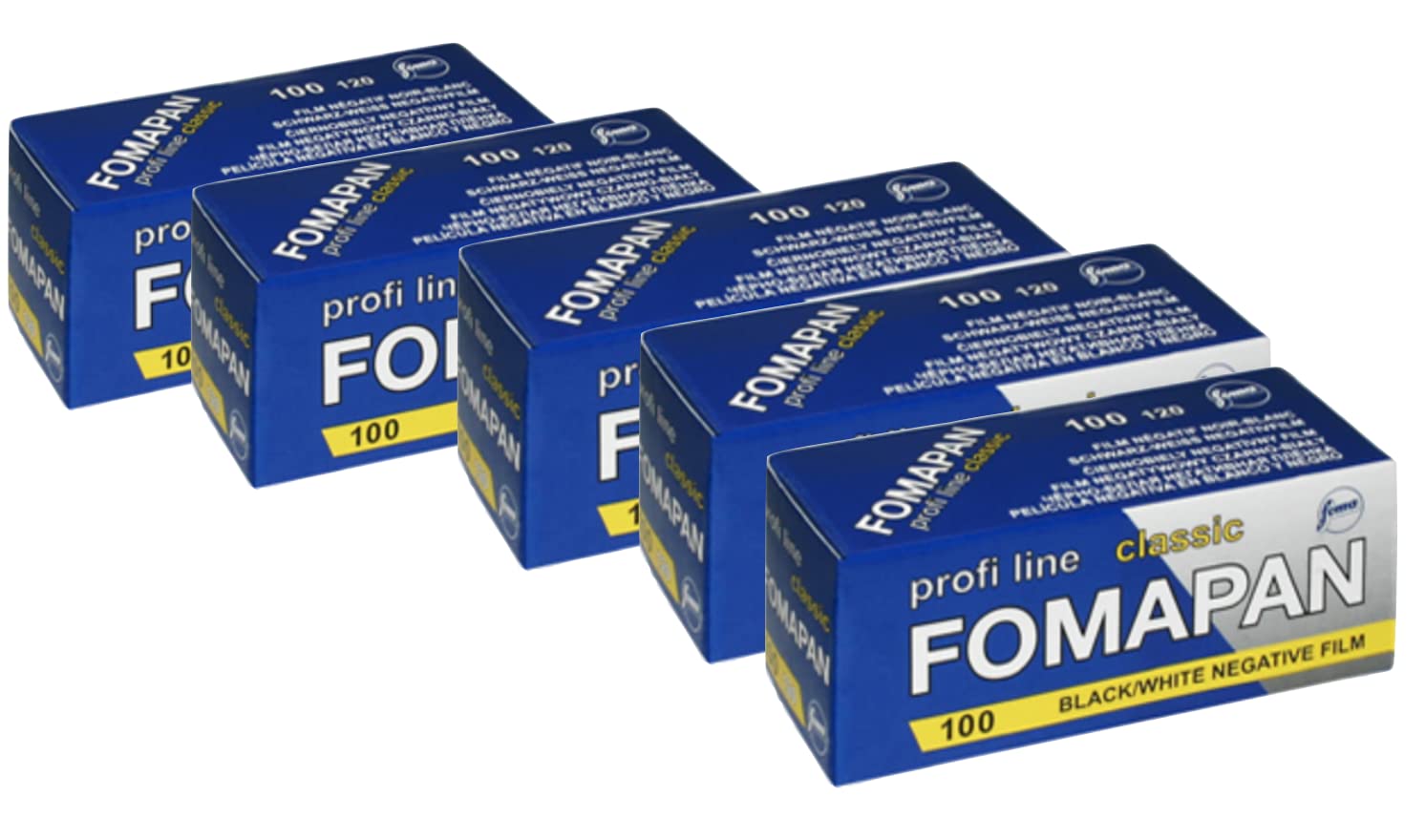 Pack of 5 FOMAPAN CLASSIC 100 ASA Rollfim/medium format /120 Black + White