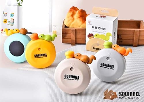 Miniatura 7 de Lindos temporizadores de maquinaria de ardilla, 60 minutos, temporizador mecánico de cocina, reloj de alarma fuerte, contadores de temporizador