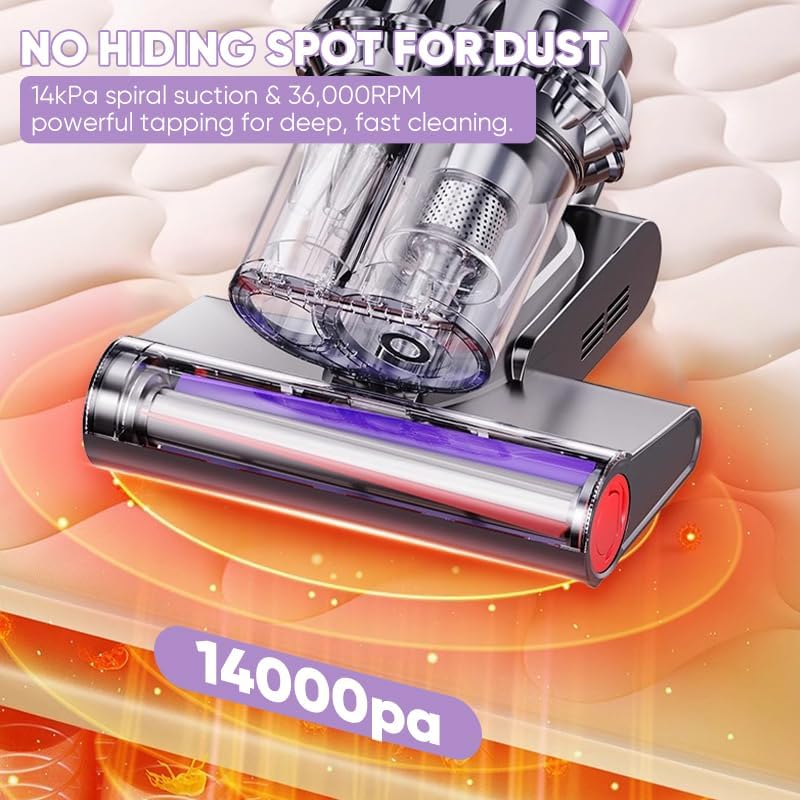 Miniatura 8 de Saker Potente aspiradora de cama UV aspiradora de colchón con aire caliente  Potencia de succión de 14 kPa con filtración HEPA - Golpeado de alta