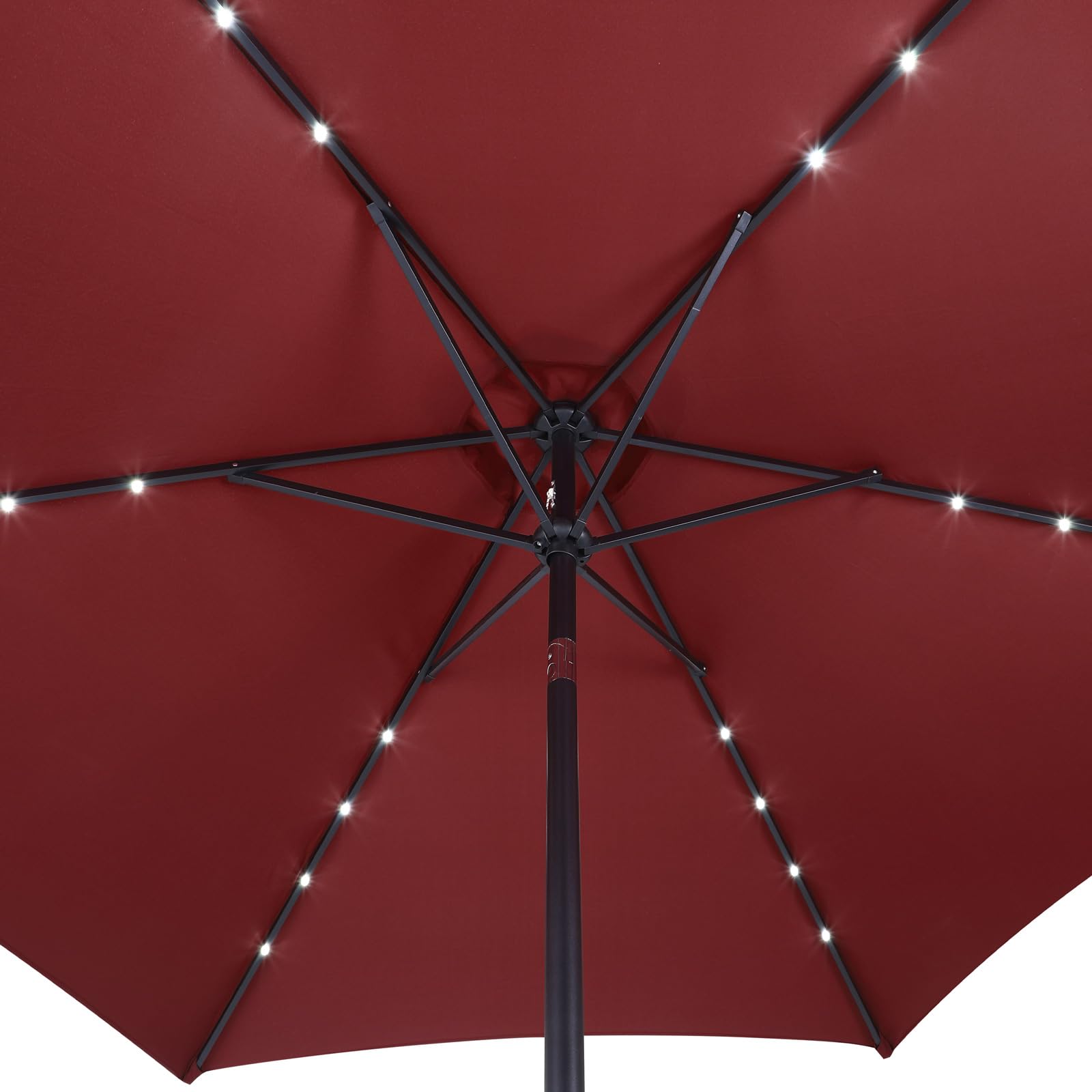 Kingsleeve® Sonnenschirm LED Beleuchtung UV Schutz 80+ Solar Schutzhülle 270cm Groß Kurbel Knickbar Balkon Terrasse Gartenschirm Marktschirm Rot