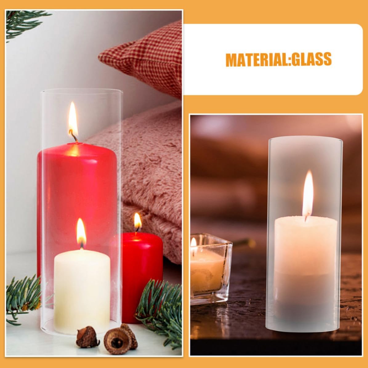 Glass Hurricane Candle Shade with Windproof Design, Cylindrical Glass Chimney Cover for Tealight Holders, Versatile Fit Decorative Candle Covers for Weddings and Homes