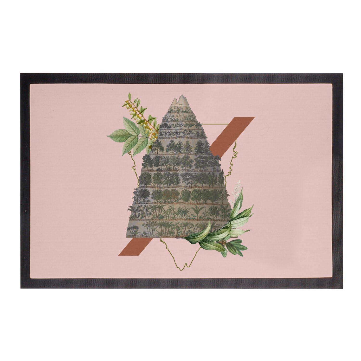 Paillasson Rose Planche Botanique Illustration Ancienne 60x40cm anti-poussière durable